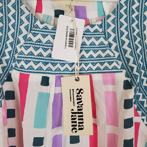 Savanna Jane Embroidered Printed Sleeveless Top Small - Picture 4 of 8